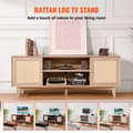 Miniatyrbillede 3 af 9: Rattan-TV-Stander 191 cm, Boho-TV-Skab, Eiche, Stort TV-Stativ, Tv-æske med opbevaring