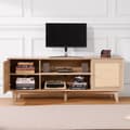 Miniatyrbillede 8 af 9: Rattan-TV-Stander 191 cm, Boho-TV-Skab, Eiche, Stort TV-Stativ, Tv-æske med opbevaring