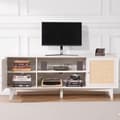 Miniatyrbillede 8 af 9: Rattan-TV-stativ 191 cm, Boho-TV-skab i hvid, TV-møbel, moderne design, opbevaringsløsning