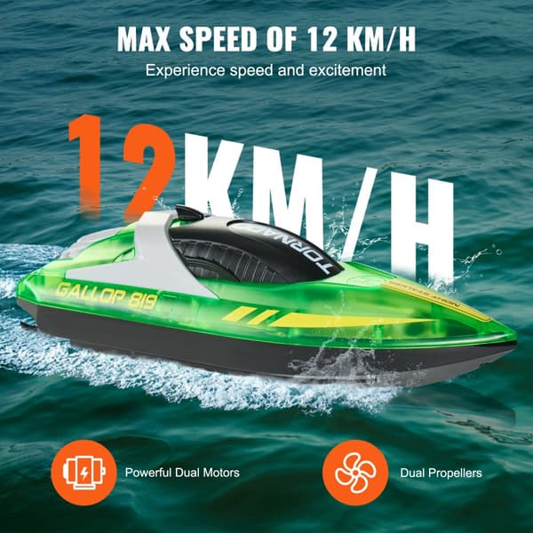 RC-vene 2,4 GHz kauko-ohjattu kilpavene 12 km/h, lapset ja aikuiset, vihreä lahja