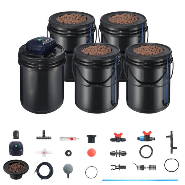 RDWC Hydroponics System, återcirkulerande djupvattenkultur, 4 hinkar, 5 gallon, hög avkastning, effektiv odling