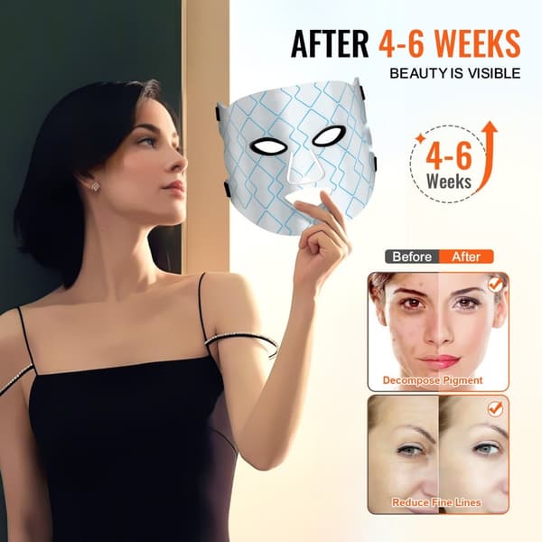 Rødt Lys Terapi Maske 7-farvet LED Ansigtsmaske Lysbehandling med 850nm NIR, effektiv hudbehandling, anti-aging, hjemmebrug