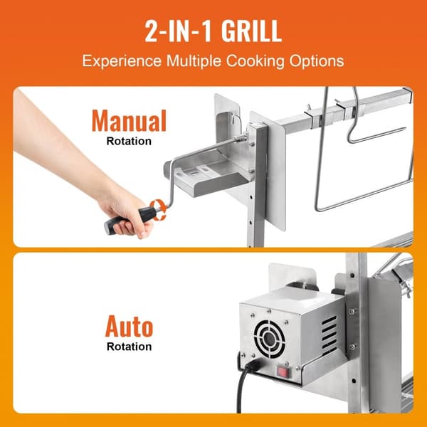 Grillspett Rotisserie BBQ Grill för Gris, Lamm och Kyckling, 42W, 135 lbs