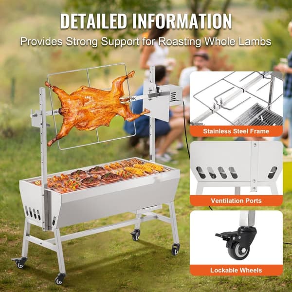 Grillspett Rotisserie BBQ Grill för Gris, Lamm och Kyckling, 42W, 135 lbs