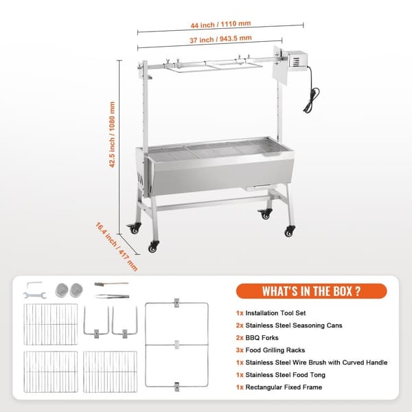 Grillspett Rotisserie BBQ Grill för Gris, Lamm och Kyckling, 42W, 135 lbs