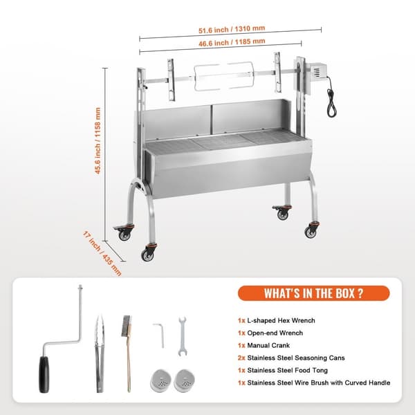Rotisserie BBQ Grill, 52W Spid, 198LBS, til Gris, Lam og Kyllingesteg