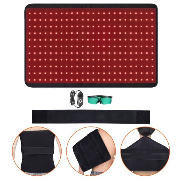 Rødlys terapimåtte til kroppen, 264 stk LED lysterapi pad, 3 bølgelængder, effektiv smertelindring, afslapning, genopretning