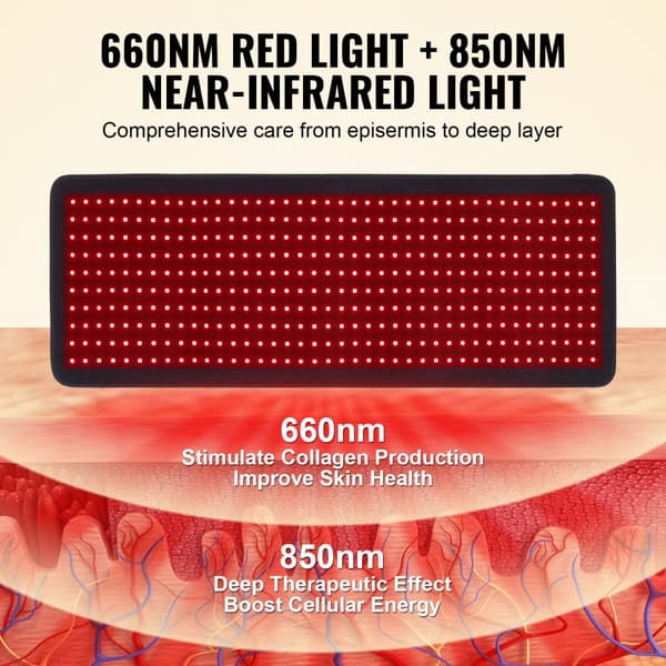 Punainen valohoitomatto vartalolle 400 LED-valoa, 2 aallonpituutta, tehokas terveyshoidossa