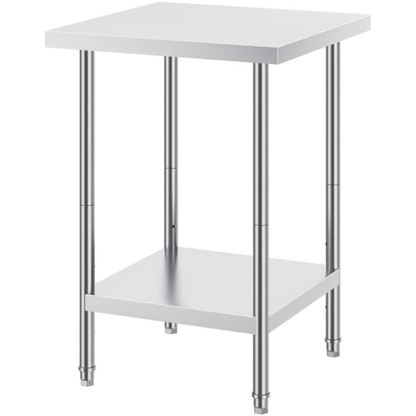 Rustfrit stål arbejdsbord, kommercielt forberedelsesbord, madlavning, 24x24x34 tommer, holdbart og funktionelt