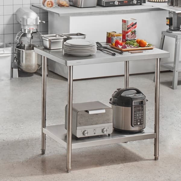 Rostfritt stål Arbetsbänk för Matförberedelse, Kommersiellt 24x36x34 tum, Hållbart och Effektivt