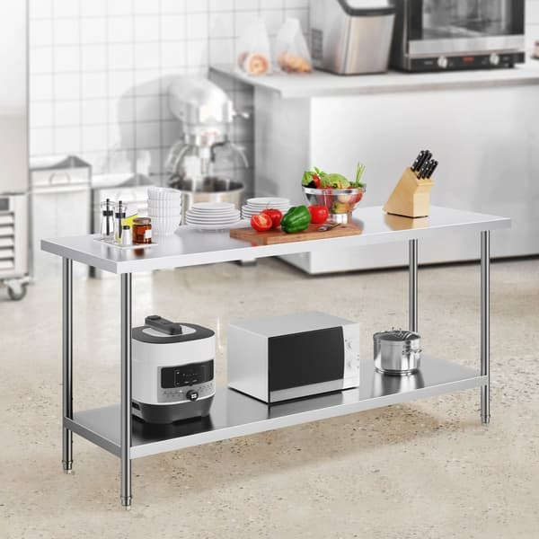Rostfritt stål Arbetsförberedande Bord för Kommersiellt Användande, Matförberedelse 24x72x34 tum, Hållbar och Funktionell