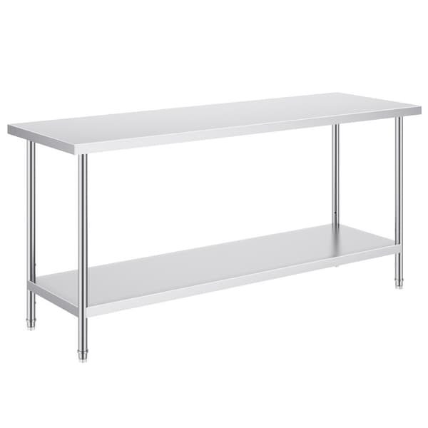 Rustfrit stål arbejdsforberedelsesbord, kommercielt køkkenbord til madlavning, 24x72x34 tommer, holdbart og praktisk