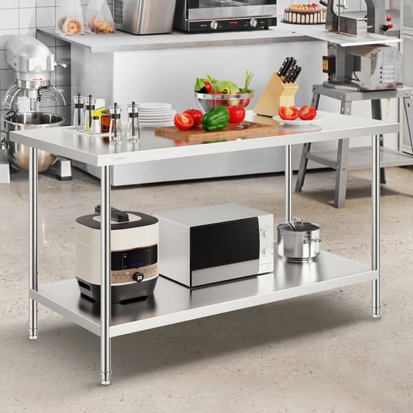 Rustfrit stål forberedelsesbord, kommercielt arbejdsbord til madlavning, 30x60x34in, holdbart design, effektiv arbejdsplads