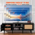 Miniatyrbillede 4 af 9: Rattan TV Stativ til 65" TV, Boho TV Stativ med Indbygget Stik, Sort Design, Multifunktionel