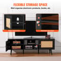 Miniatyrbillede 5 af 9: Rattan TV Stativ til 65" TV, Boho TV Stativ med Indbygget Stik, Sort Design, Multifunktionel