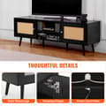 Miniatyrbillede 6 af 9: Rattan TV Stativ til 65" TV, Boho TV Stativ med Indbygget Stik, Sort Design, Multifunktionel