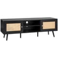 Miniatyrbillede 9 af 9: Rattan TV Stativ til 65" TV, Boho TV Stativ med Indbygget Stik, Sort Design, Multifunktionel