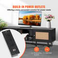 Miniatyrbillede 2 af 9: Rattan TV Stativ til 65" TV, Boho TV Stativ med Indbygget Stik, Sort Design, Multifunktionel
