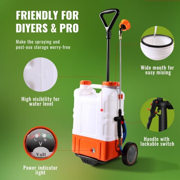 Rückensprühgerät 15 L, Gartensprayer med 0–94 PSI, ergonomisk design, justerbar spruttryck
