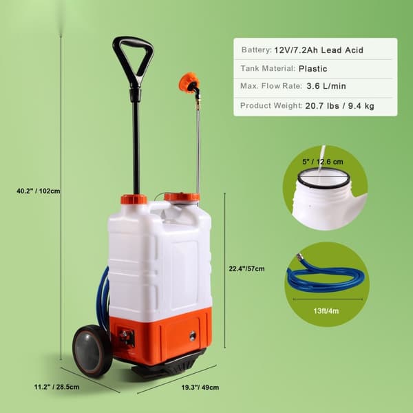 Rückensprühgerät 15 L, Gartensprayer med 0–94 PSI, ergonomisk design, justerbar spruttryck