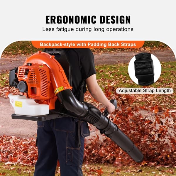Rygsæk Løvblæser 79CC 2-takts Gas, 930CFM Luftvolumen, 184MPH Blæsekapacitet, Ergonomisk Design