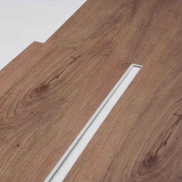 Sammankopplade vinylgolvplattor 1220 x 185 mm, 10 plattor 5,5 mm, Snäpp ihop, Djupbruna träfibrer, DIY-golv för kök, matsal, sovrum