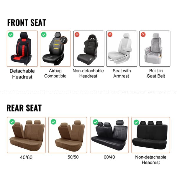 Bilstolsöverdrag, universella sätesöverdrag för fullset, fram- och baksäte, 13 st konstläderöverdrag, heltäckande design