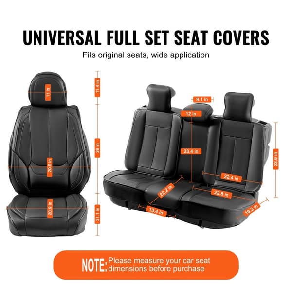 Bilstolsöverdrag, universella sätesöverdrag för fullset, fram- och baksäte, 13 st konstläderöverdrag, heltäckande design