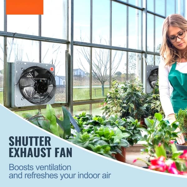 Shutter Avgasfläkt 356 mm, Väggmonterad, 994 CFM, AC Motor, Effektiv Luftcirkulation, Energisparande Design