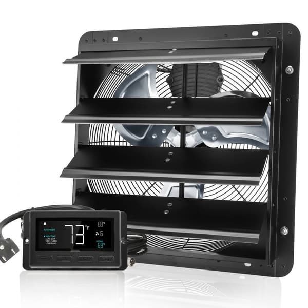 Udsugningsventilator 406 mm med fjernbetjening, vægmontering, EC, effektiv ventilation, støjsvag drift