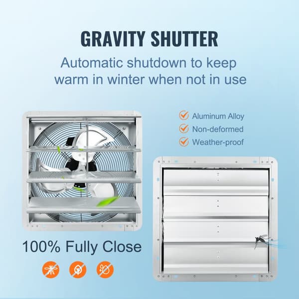 Shutter Pakotuuletin, 406 mm, Seinäasennettu, 1506 CFM, Tehokas Ilmanvaihto AC