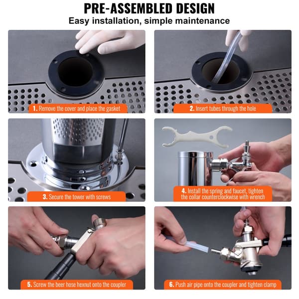 Enkel Tap Kegerator Tornsats, Kegerator Öltorn & A-System Fatskoppling