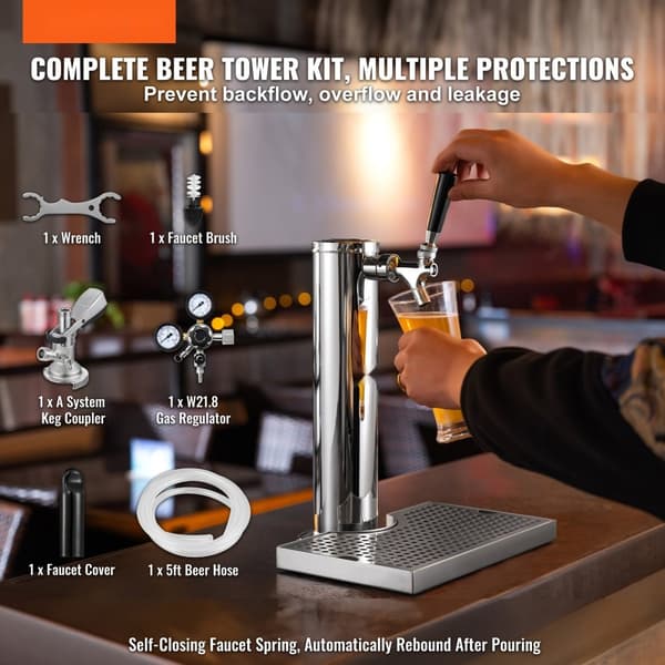 Enkel Tap Kegerator Tornsats, Kegerator Öltorn & A-System Fatskoppling