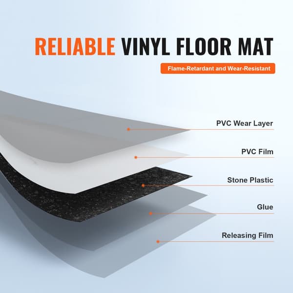 Selvklæbende vinylgulvfliser 12x12 tommer, 50 stk. hvid marmor, gør-det-selv, nem installation
