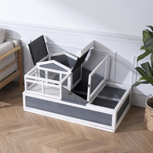 Sköldpadda Habitat Träsköldpaddshus 3-rums, Inomhus/Ute, 44x25.6x24 tum, ventilation, hållbar design