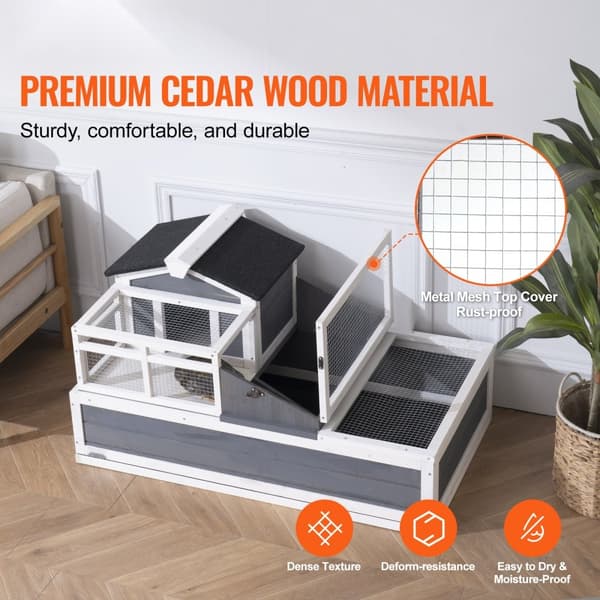 Sköldpadda Habitat Träsköldpaddshus 3-rums, Inomhus/Ute, 44x25.6x24 tum, ventilation, hållbar design