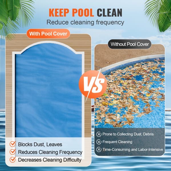 Solcelle Pool Cover 28x14 ft, Inground og Above Ground Pools, 12 mil, Energi Effektivt, Holdbar Tæppe