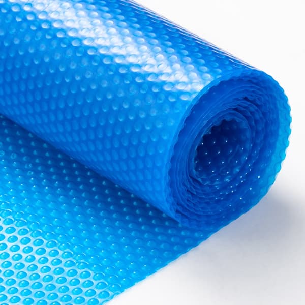 Solartæppe til swimmingpool, 24 x 12 ft rektangel, til både nedgravede og overjordiske pools, 16 mil blåt solar cover, energieffektiv opvarmning