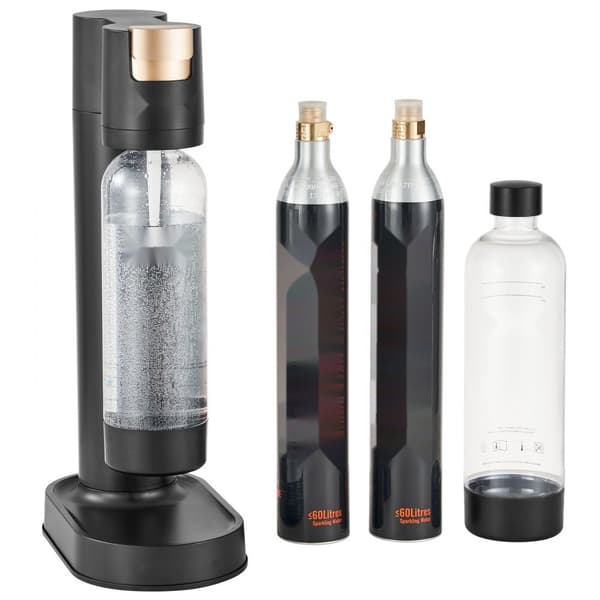 Mousserende vandmaskine, hjemmekulsyremaskine, Seltzer-vandstartpakke med 2 BPA-frie 1L PET-flasker og 2 CO2-cylindre, kompatibel