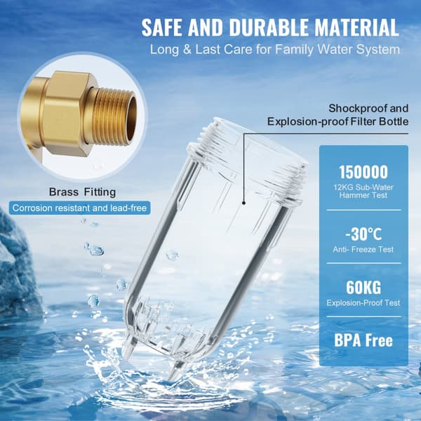 Spin Down-filter, 40 mikron sedimentfilter til brøndvand, 3/4" GM + 1" GM + 3/4" GF, høj flowhastighed 4 T/H, hele husets vandrensning