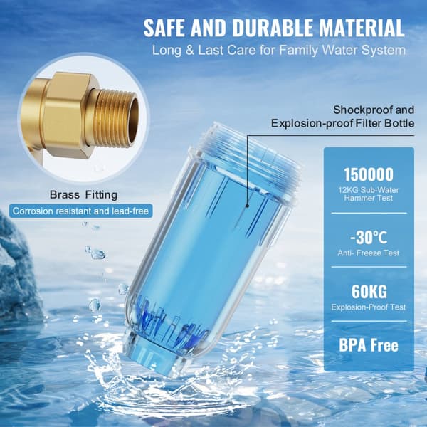 Spin Down-filter, 40 mikron helhus-sedimentfilter til brøndvand, 3/4" GM + 1" GM + 3/4" GF, 4 T/H høj flow, hele huset