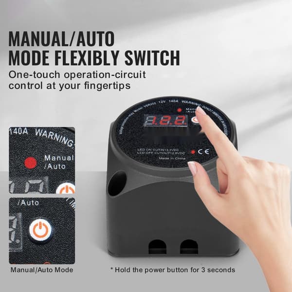 Split Laddningsrelä 12V 140A, Spänningsavkänningsrelä, Dubbel Batteriisolator, Effektiv Strömhantering