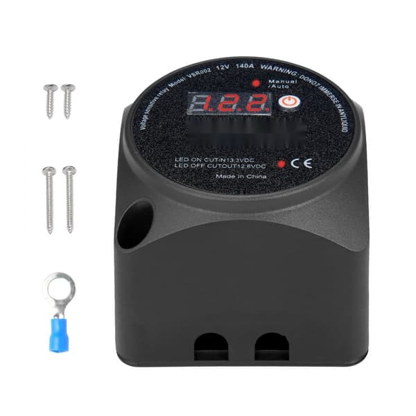 Split Charge Relay 12V 140A, Dual Batteri Isolator, Voltage Sense, Effektiv Strømstyring