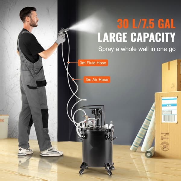 Suihkumaalin paineastia 30 l, Täysin automaattinen sekoitus 70 psi, 7,5 gal, Tehokas ja kestävä