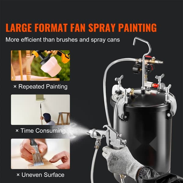 Sprayfärg Tryckkärltank 15L/3,75gal, Spraypistolslangar, Tryckmätare, Hög Kvalitet och Prestanda
