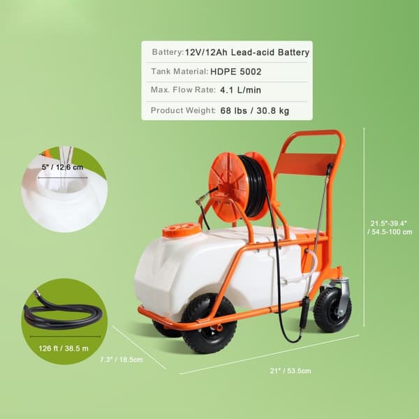 Ryggsäcksspruta 60L, Tryckspruta för trädgård, 0-90 PSI, effektiv sprutning, lättanvänd
