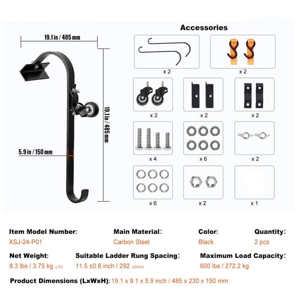 Stege Takkrok Stabilisator 2-pack, med fast hjul & vridbart stångstål, för stabilitet och säkerhet