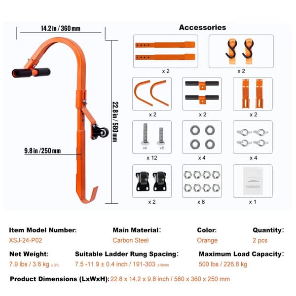Stege Takkrok Stabilisator 2-pack, hjulgummigrepp, T-stång av stål, hållbar och stabil lösning