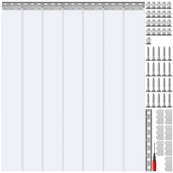 Nauhaverho PVC-oviverho 42" x 84", kirkas muovi, jääkaappipakastimelle, kestävä ja helppo puhdistaa