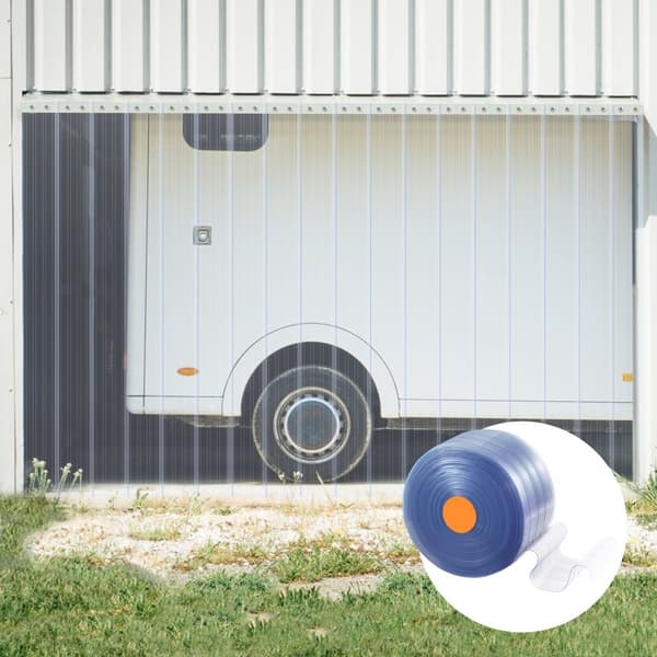 Stripgardin i PVC til dør, ribbet, 150'x8", rullekøler, fryserplast